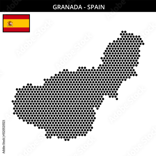 Medium hexagonal dotted map of granada in Spain