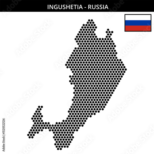 Medium hexagonal dotted map of ingushetia in Russia