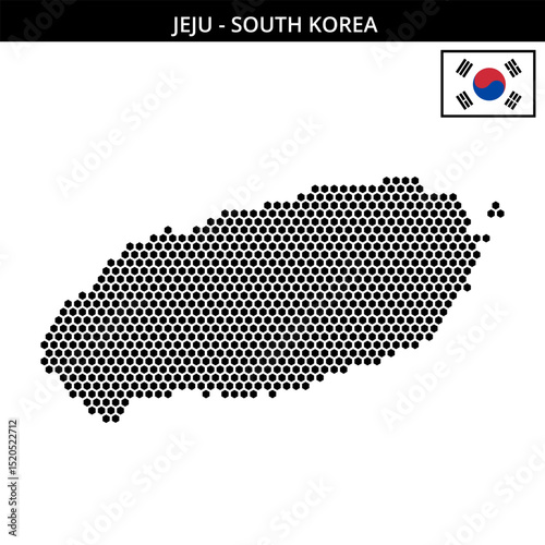 Medium hexagonal dotted map of jeju in South Korea
