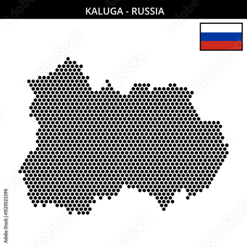 Medium hexagonal dotted map of kaluga in Russia
