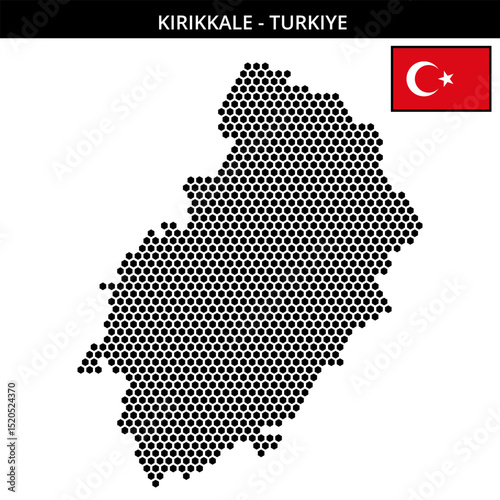 Medium hexagonal dotted map of kirikkale in Turkiye