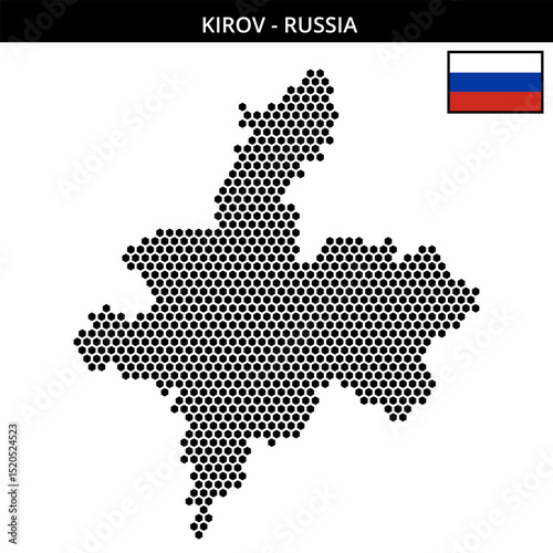 Medium hexagonal dotted map of Kirov in Russia