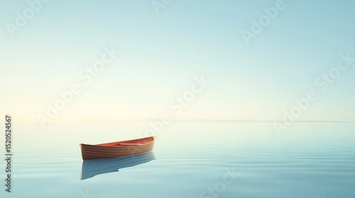 Calm water scene with a small wooden boat.