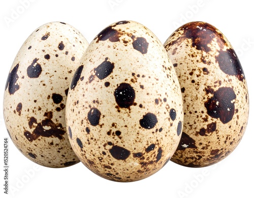 Three speckled quail eggs