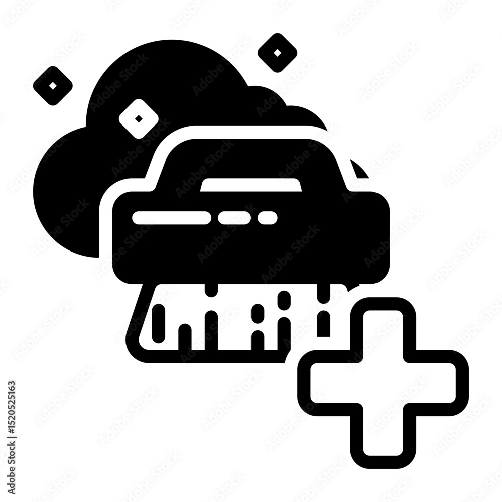 cleaning brush icon, glyph icon style