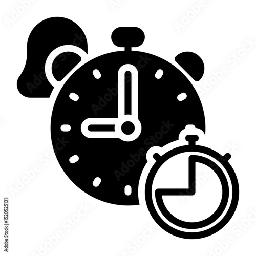 alarm clock icon, glyph icon style