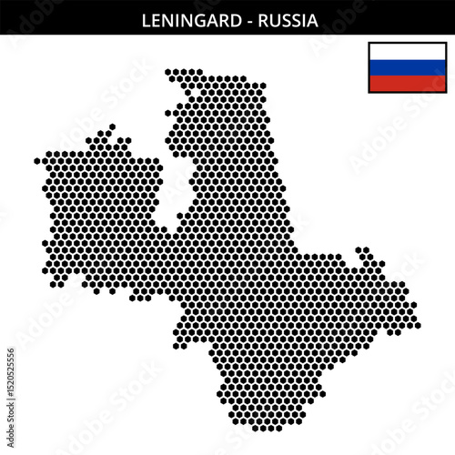 Medium hexagonal dotted map of Leningard in Russia