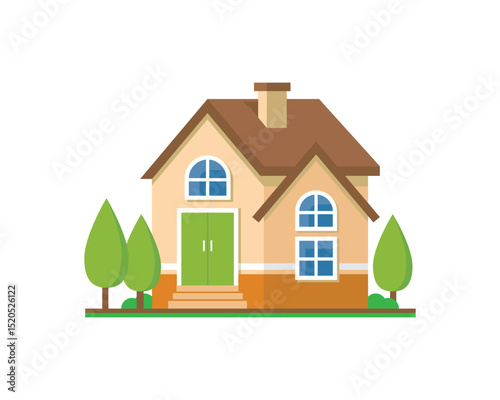 House icon in flat style, Colorful Flat Residential House