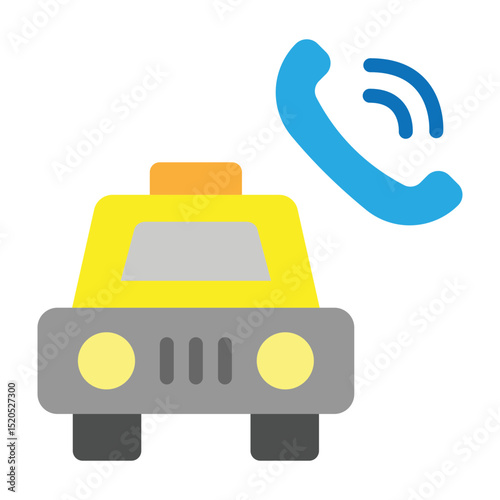 Call Taxi Vector Flat Icon Design