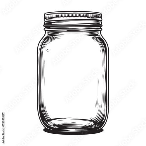 Classic Mason Jar Silhouette Vector Illustration Vintage Style Design
