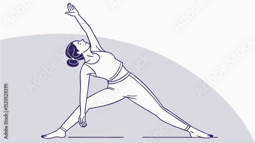 Yoga pose tutorial triangle pose illustration for beginners flexibility and wellness exercise routine