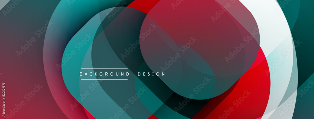 Abstract layers overlap, creating dynamic visual effect. Red, teal, white hues blend smoothly. Modern design element for backgrounds.