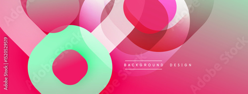 Abstract fluid shapes, pinks, greens create dynamic composition. Modern design element for backgrounds, presentations. Smooth gradients visible.