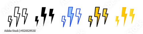 Lightning Bolt Icon Collection With Multiple Styles