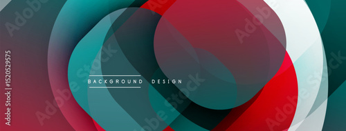 Abstract layers overlap, creating dynamic visual effect. Red, teal, white hues blend smoothly. Modern design element for backgrounds.