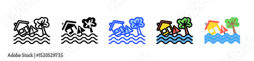 Flash Flood Icon Collection With Multiple Styles