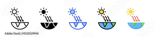 Solar Radiation Icon Collection With Multiple Styles