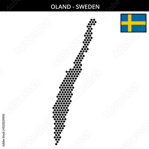 Medium hexagonal dotted map of Oland in Sweden