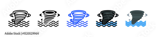 Waterspout Icon Collection With Multiple Styles