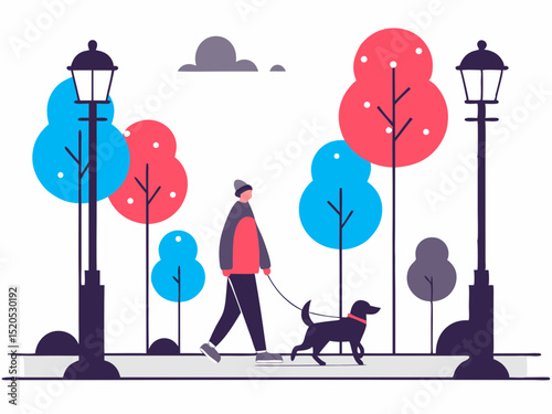 evening walk with a dog