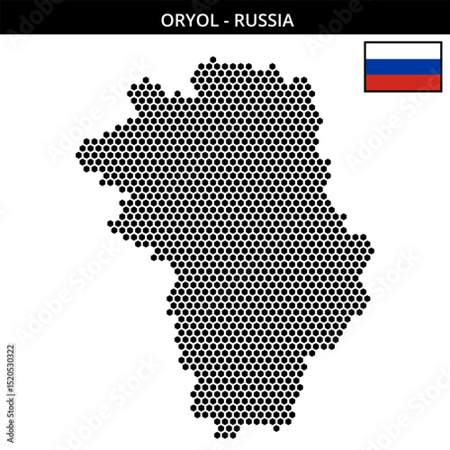 Medium hexagonal dotted map of oryol in Russia