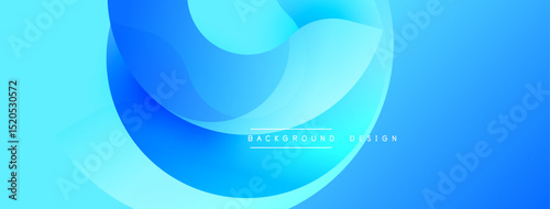 Abstract blue background. Smooth shapes overlap, creating dynamic visual effect. Modern design suitable for banners, websites.