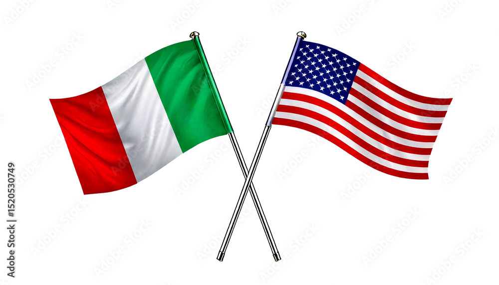 Fototapeta premium Italian and American flags vector isolated on white background 