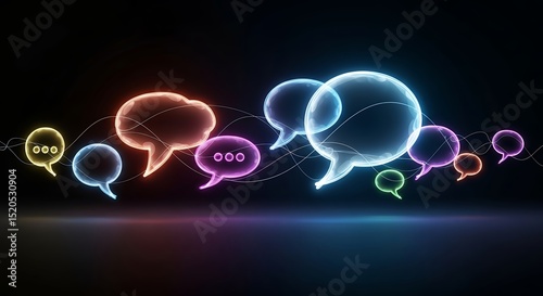 Abstract Neon Speech Bubbles: Futuristic Communication Concept