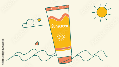 Sunscreen lotion summer protection spf uv rays sun safety beach vacation skincare essential sunblock cream tube