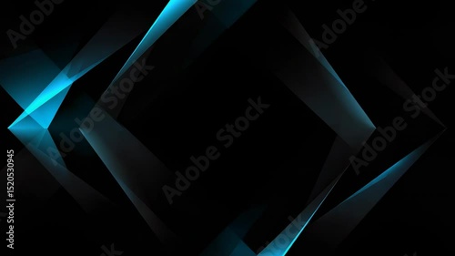 Abstract shapes with teal accents on black, suggesting depth