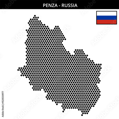 Medium hexagonal dotted map of Penza in Russia