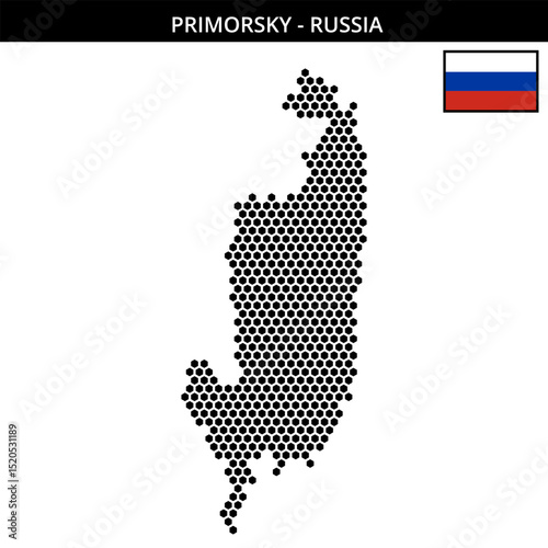 Medium hexagonal dotted map of Primorsky in Russia