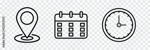 Location Calendar Clock Icons Schedule Time