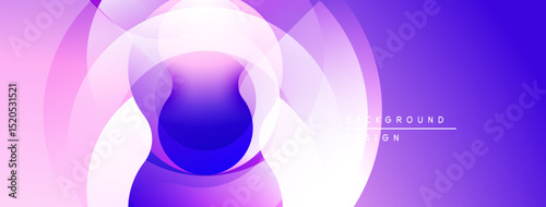 Abstract purple background. Overlapping circles create dynamic visual effect. Gradient colors blend smoothly, offering modern design.