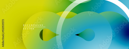 Abstract gradients, overlapping circles create dynamic visual effect. Bright colors blend smoothly, modern design element.