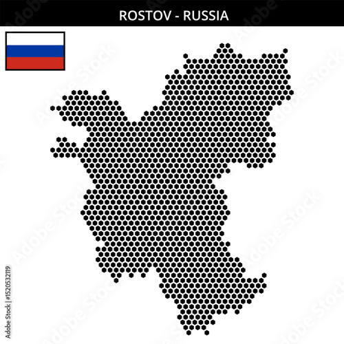 Medium hexagonal dotted map of Rostov in Russia
