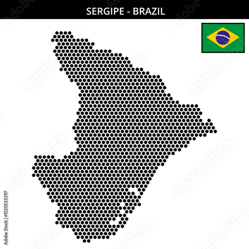 Medium hexagonal dotted map of sergipe in Brazil