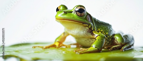 Magnificent Green Frog on a Lily Pad