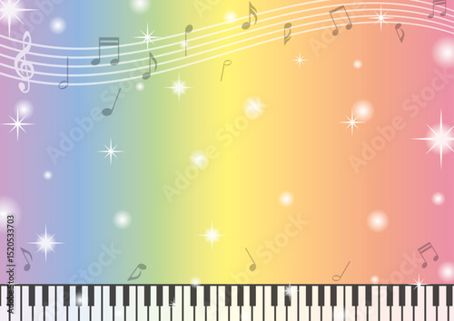 虹色の音楽背景イラスト
