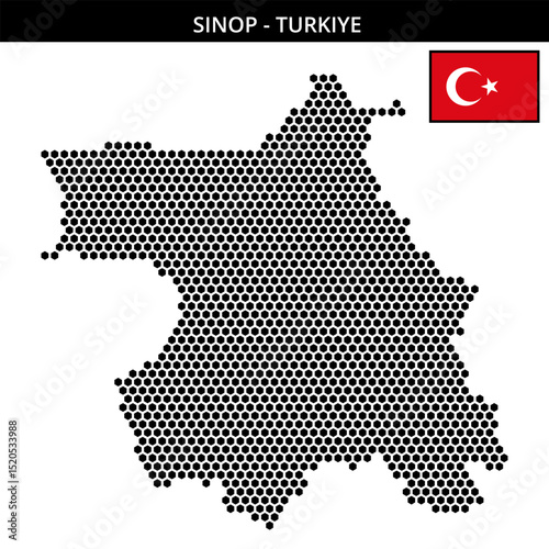 Medium hexagonal dotted map of sinop in Turkiye