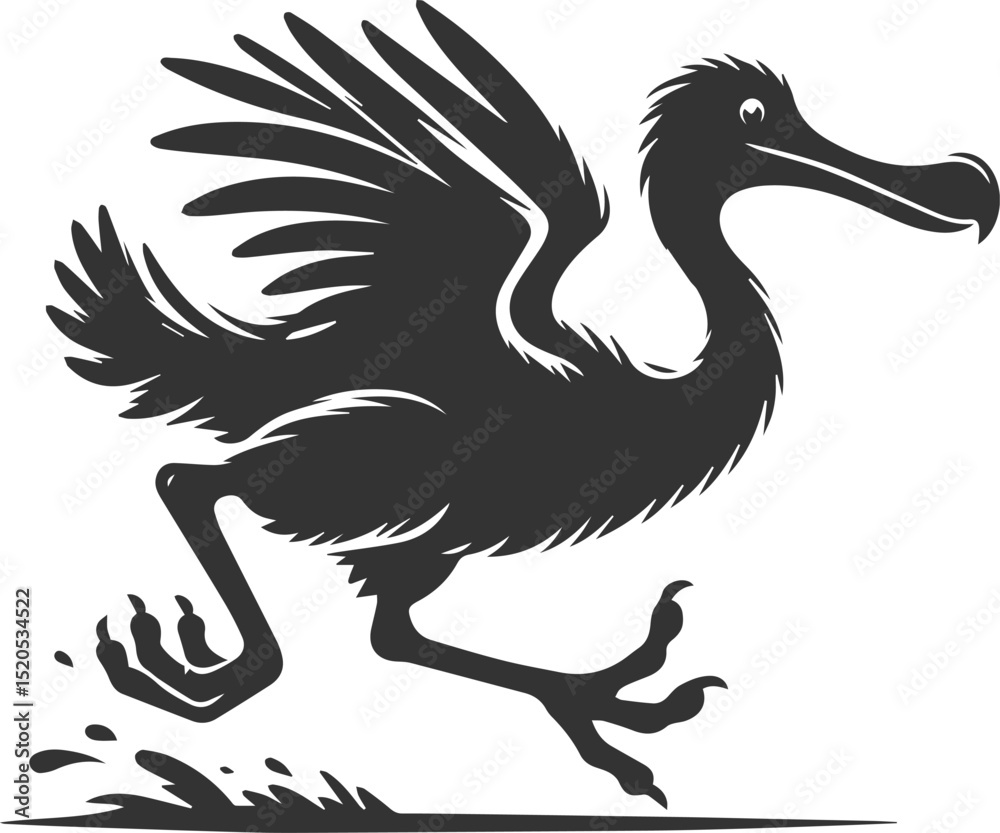 Fototapeta premium Cute animal vector bird silhouette of a dodo art drawing