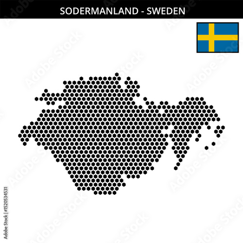 Medium hexagonal dotted map of Sodermanland in Sweden photo