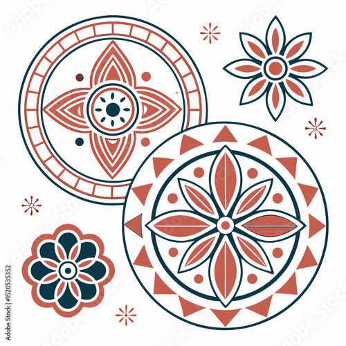 Mandala and Floral Pattern Set: Indian and Ethnic Style