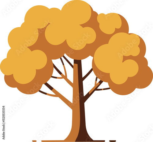 Autumn tree with orange foliage vector illustration in simple style 