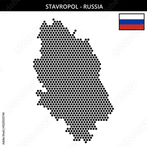 Medium hexagonal dotted map of stavropol in Russia