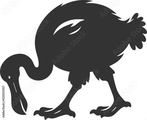 Cute animal vector bird silhouette of a dodo art drawing