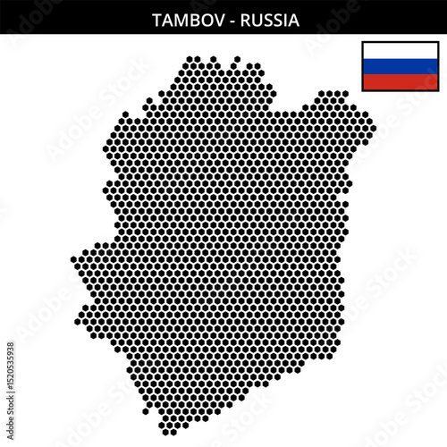 Medium hexagonal dotted map of Tambov in Russia