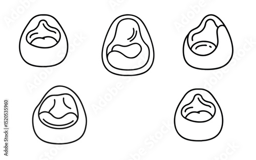 bean bag chair icon vector line art.cozy bean bag chair.bean bag chair icon line art vector illustration.Collection of Outline Bean Bag Chair Designs