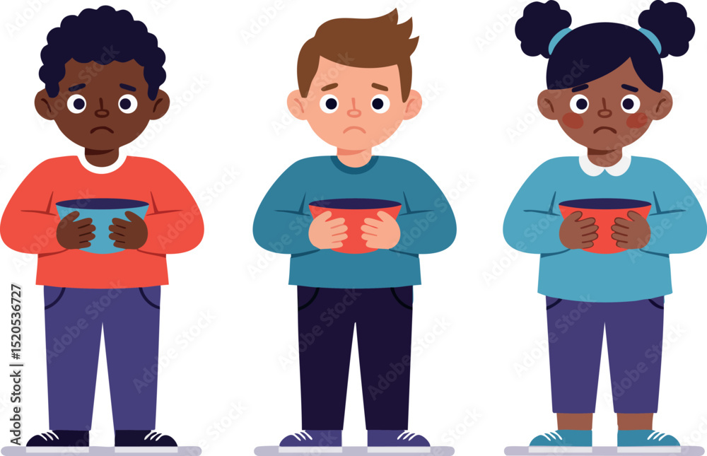 Obraz premium Diverse children playing handheld video games with focused expressions vector illustration 