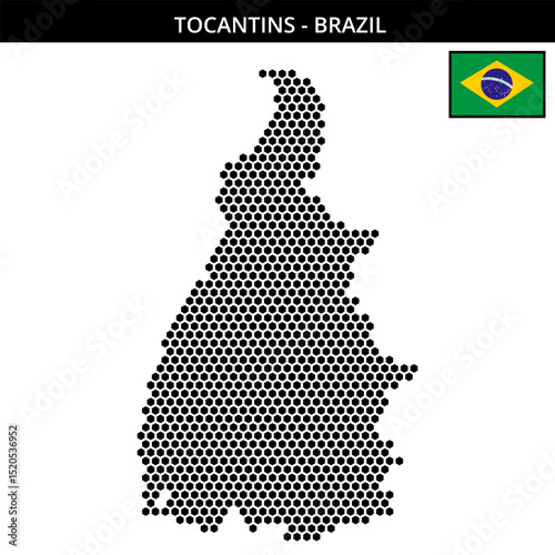 Medium hexagonal dotted map of tocantins in Brazil